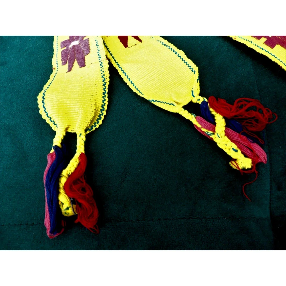 Vtg Guatemalan Faja Sash Belt Hand-Woven Embroidery Birds Stars Boho Folk Art